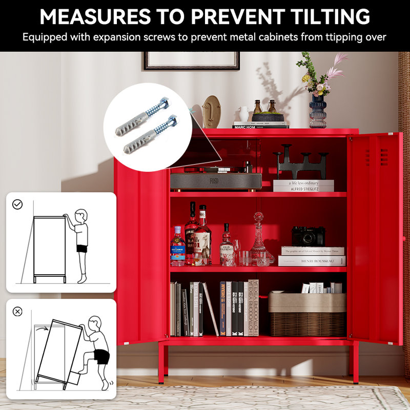 17 Stories Alleyne Metal Accent Cabinet Wayfair